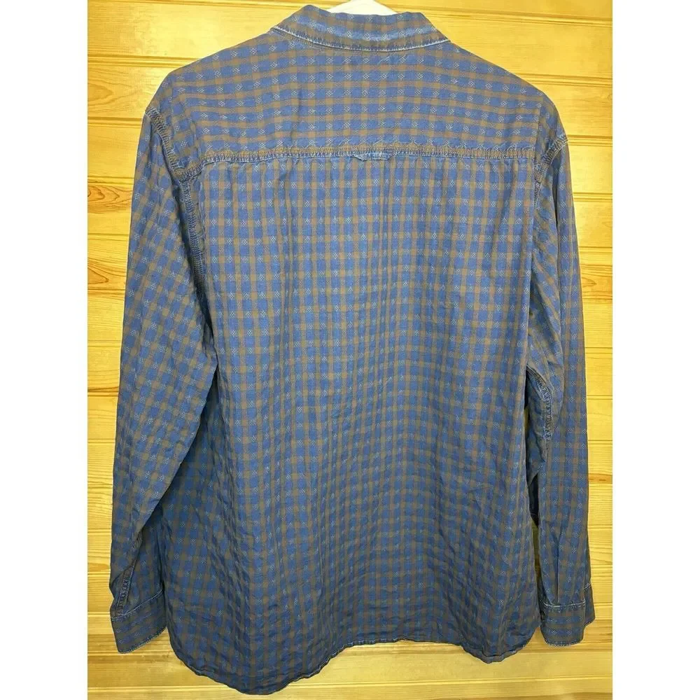 Carbon 2 Cobalt‎ Men's XL Blue Corduroy Cuff Button Up Check Pattern Shirt